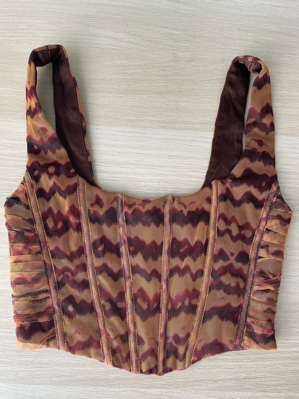 Zara Brown Pattern Corset Crop Top